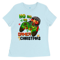 Baby Blue ho ho ho gamer Christmas Ladies Tee - BarkalooDesign