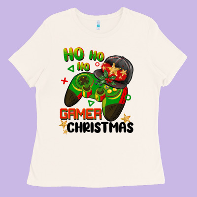 Ho Ho Ho Gamer Christmas Ladies Tee Designed By Barkaloodesign