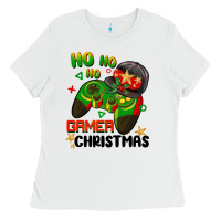 White ho ho ho gamer Christmas Ladies Tee - BarkalooDesign