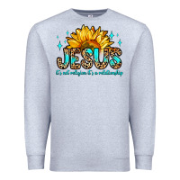 Heather Grey jesus it s not religion it s a relationship Premium Sweatshirt - Zillion Design Studio