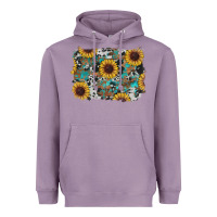 Lavender western sunflowers turquoise cowhide background Heavyweight Hoodie - RanaPortraitStore