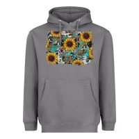 Storm western sunflowers turquoise cowhide background Heavyweight Hoodie - RanaPortraitStore