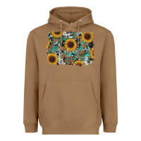 Toasted Coconut western sunflowers turquoise cowhide background Heavyweight Hoodie - RanaPortraitStore