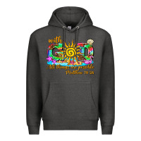 Charcoal Heather with god all things are possible summer Premium Hoodie - AdoDesignShop