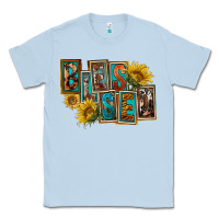 Dusty Blue Western Blessed Classic Tee - FaDigitalArtStudio