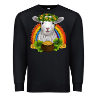 Black st patricks day baby sheep shamrocks gold rainbow Premium Sweatshirt - RanaPortraitStore