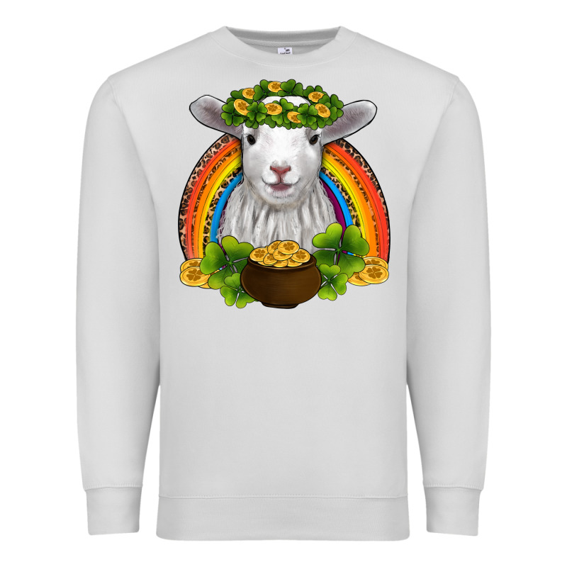 St Patricks Day Baby Sheep Shamrocks Gold Rainbow Premium Sweatshirt by RanaPortraitStore | Teevron
