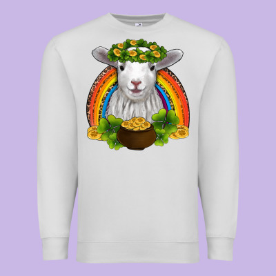 St Patricks Day Baby Sheep Shamrocks Gold Rainbow Premium Sweatshirt Designed By Ranaportraitstore