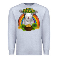 Heather Grey st patricks day baby sheep shamrocks gold rainbow Premium Sweatshirt - RanaPortraitStore