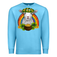 Ocean Blue st patricks day baby sheep shamrocks gold rainbow Premium Sweatshirt - RanaPortraitStore