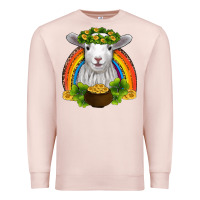 Pale Pink st patricks day baby sheep shamrocks gold rainbow Premium Sweatshirt - RanaPortraitStore