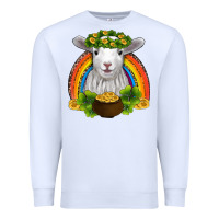 White st patricks day baby sheep shamrocks gold rainbow Premium Sweatshirt - RanaPortraitStore