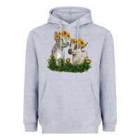 Heather Grey baby goats Heavyweight Hoodie - RanaPortraitStore
