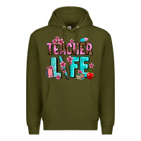 Army Green teacher life Premium Hoodie - AdoDesignShop