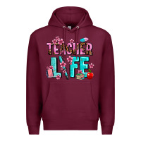 Burgundy teacher life Premium Hoodie - AdoDesignShop