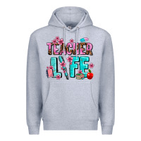Heather Grey teacher life Premium Hoodie - AdoDesignShop