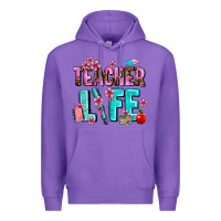 Purple teacher life Premium Hoodie - AdoDesignShop