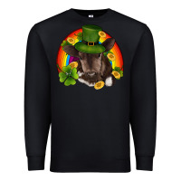 Black st patricks day baby cow shamrock rainbow gold Premium Sweatshirt - RanaPortraitStore