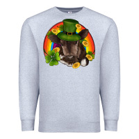 Heather Grey st patricks day baby cow shamrock rainbow gold Premium Sweatshirt - RanaPortraitStore