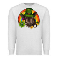 Oatmeal Heather st patricks day baby cow shamrock rainbow gold Premium Sweatshirt - RanaPortraitStore