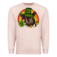 Pale Pink st patricks day baby cow shamrock rainbow gold Premium Sweatshirt - RanaPortraitStore