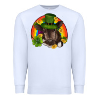 White st patricks day baby cow shamrock rainbow gold Premium Sweatshirt - RanaPortraitStore