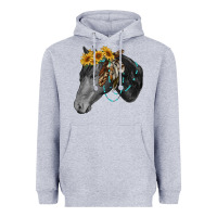 Heather Grey black and white western horse Heavyweight Hoodie - RanaPortraitStore