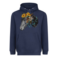 Navy black and white western horse Heavyweight Hoodie - RanaPortraitStore