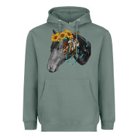 Sage black and white western horse Heavyweight Hoodie - RanaPortraitStore