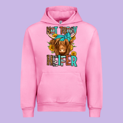 Not Today Heifer Long Haired Cow Urban Hoodie Designed By Jasminsmagicworld