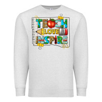 Oatmeal Heather teach love inspire Premium Sweatshirt - texasbilliewilder