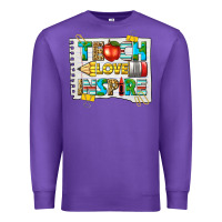 Purple teach love inspire Premium Sweatshirt - texasbilliewilder