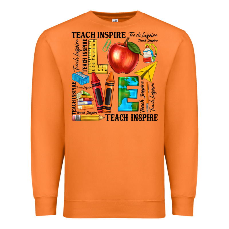 Teach Love Inspire Teacher Premium Sweatshirt by texasbilliewilder | Teevron