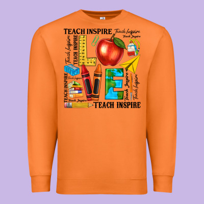 Teach Love Inspire Teacher Premium Sweatshirt Designed By Texasbilliewilder