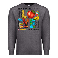 Charcoal Heather teach love inspire teacher Premium Sweatshirt - texasbilliewilder
