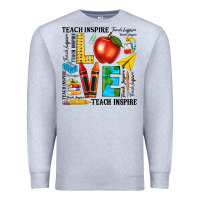 Heather Grey teach love inspire teacher Premium Sweatshirt - texasbilliewilder
