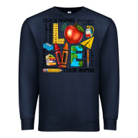 Navy teach love inspire teacher Premium Sweatshirt - texasbilliewilder