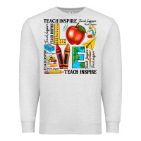 Oatmeal Heather teach love inspire teacher Premium Sweatshirt - texasbilliewilder