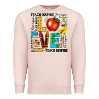 Pale Pink teach love inspire teacher Premium Sweatshirt - texasbilliewilder