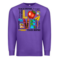 Purple teach love inspire teacher Premium Sweatshirt - texasbilliewilder