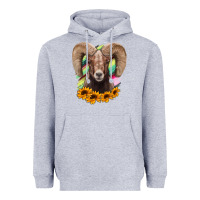 Heather Grey bighorn sheep Heavyweight Hoodie - RanaPortraitStore