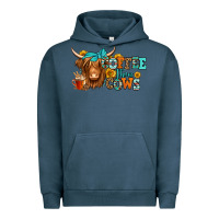 Pigment Midnight Navy coffee then cows longhaired cow Urban Hoodie - Jasminsmagicworld