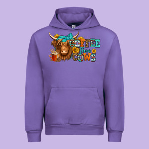Coffee Then Cows Longhaired Cow Urban Hoodie Designed By Jasminsmagicworld