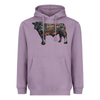 Lavender black angus bull with western patterns Heavyweight Hoodie - RanaPortraitStore