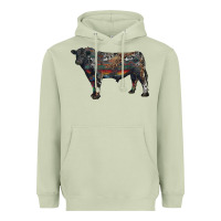 Matcha black angus bull with western patterns Heavyweight Hoodie - RanaPortraitStore