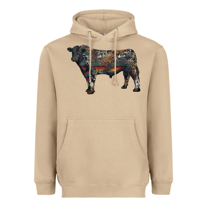 Black Angus Bull With Western Patterns Heavyweight Hoodie by RanaPortraitStore | Teevron