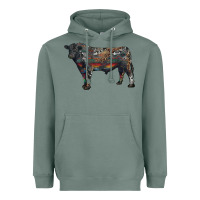Sage black angus bull with western patterns Heavyweight Hoodie - RanaPortraitStore
