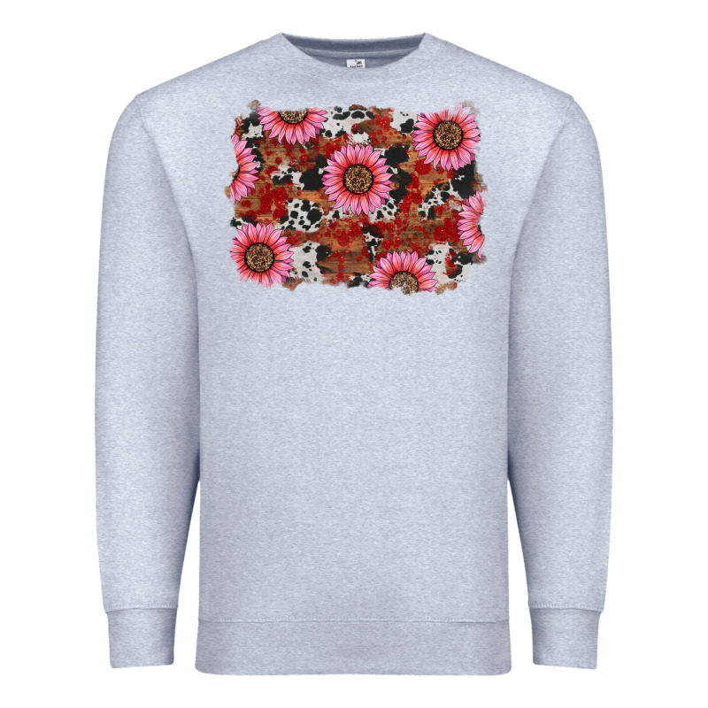 Valentine's Day Sunflowers Leopard Cowhide Background Premium Sweatshirt by RanaPortraitStore | Teevron