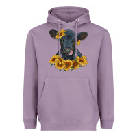 Lavender black angus calf with sunflowers Heavyweight Hoodie - RanaPortraitStore