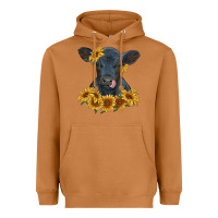 Meerkat black angus calf with sunflowers Heavyweight Hoodie - RanaPortraitStore